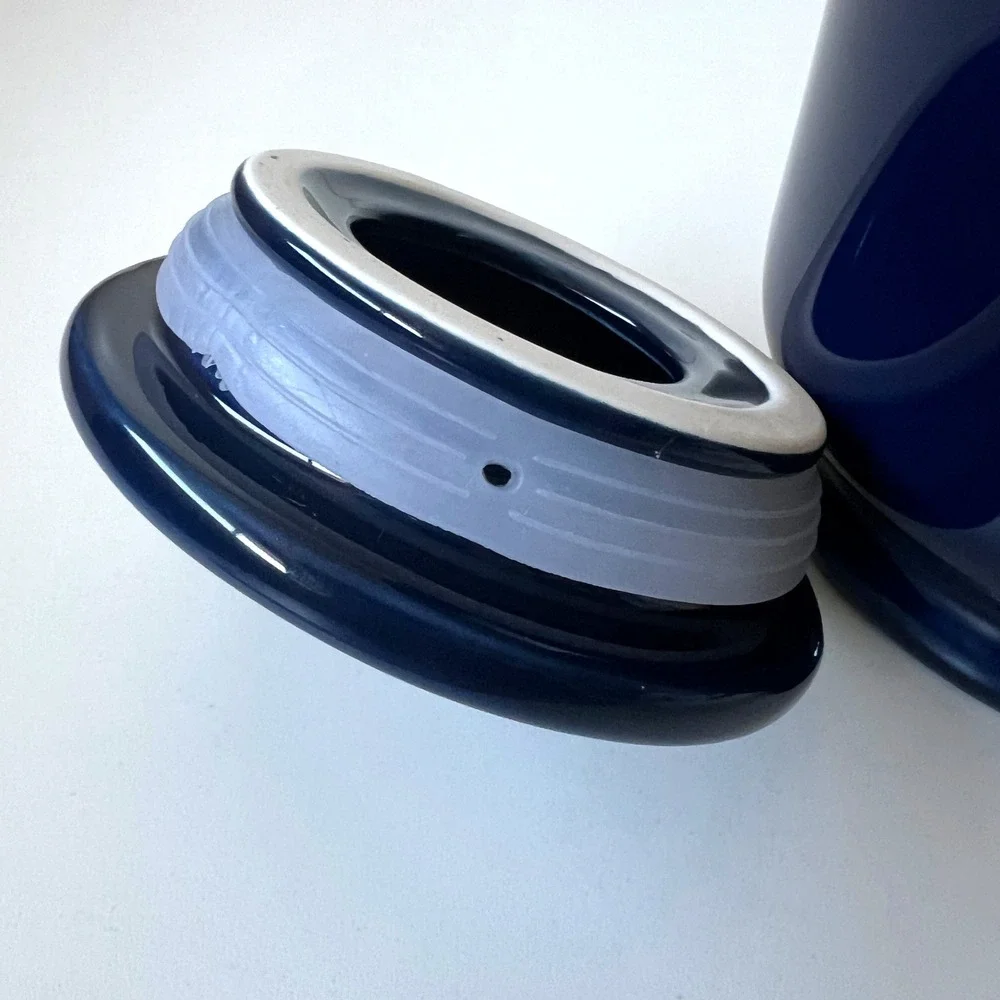 Cobalt Blue Ceramic Kitchen Canister Jar with Lid Pantry Storage